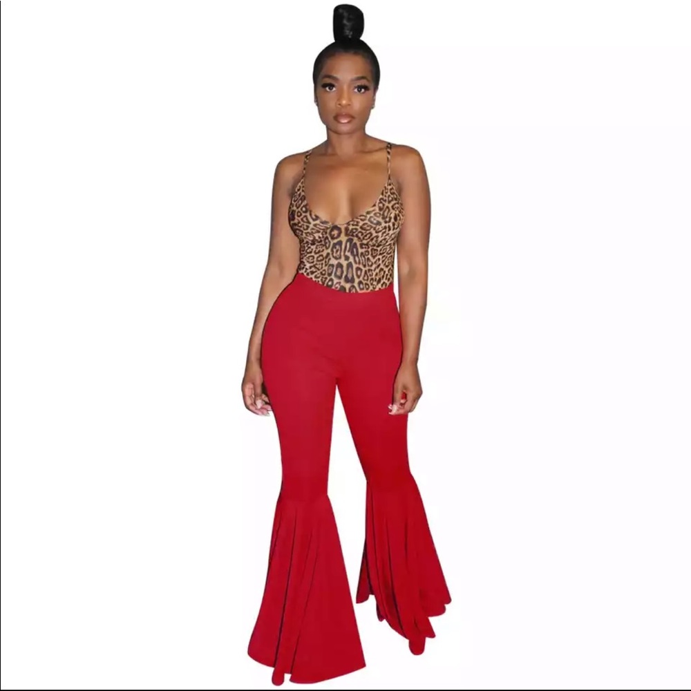 Red Flare Leg Pants